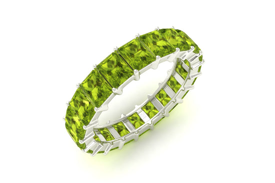 Genuine Peridot Octagon Eternity Band In 5x3mm Gemstone 14k Solid Gold Fine Jewelry