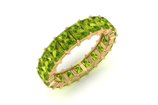 Genuine Peridot Octagon Eternity Band In 5x3mm Gemstone 14k Solid Gold Fine Jewelry