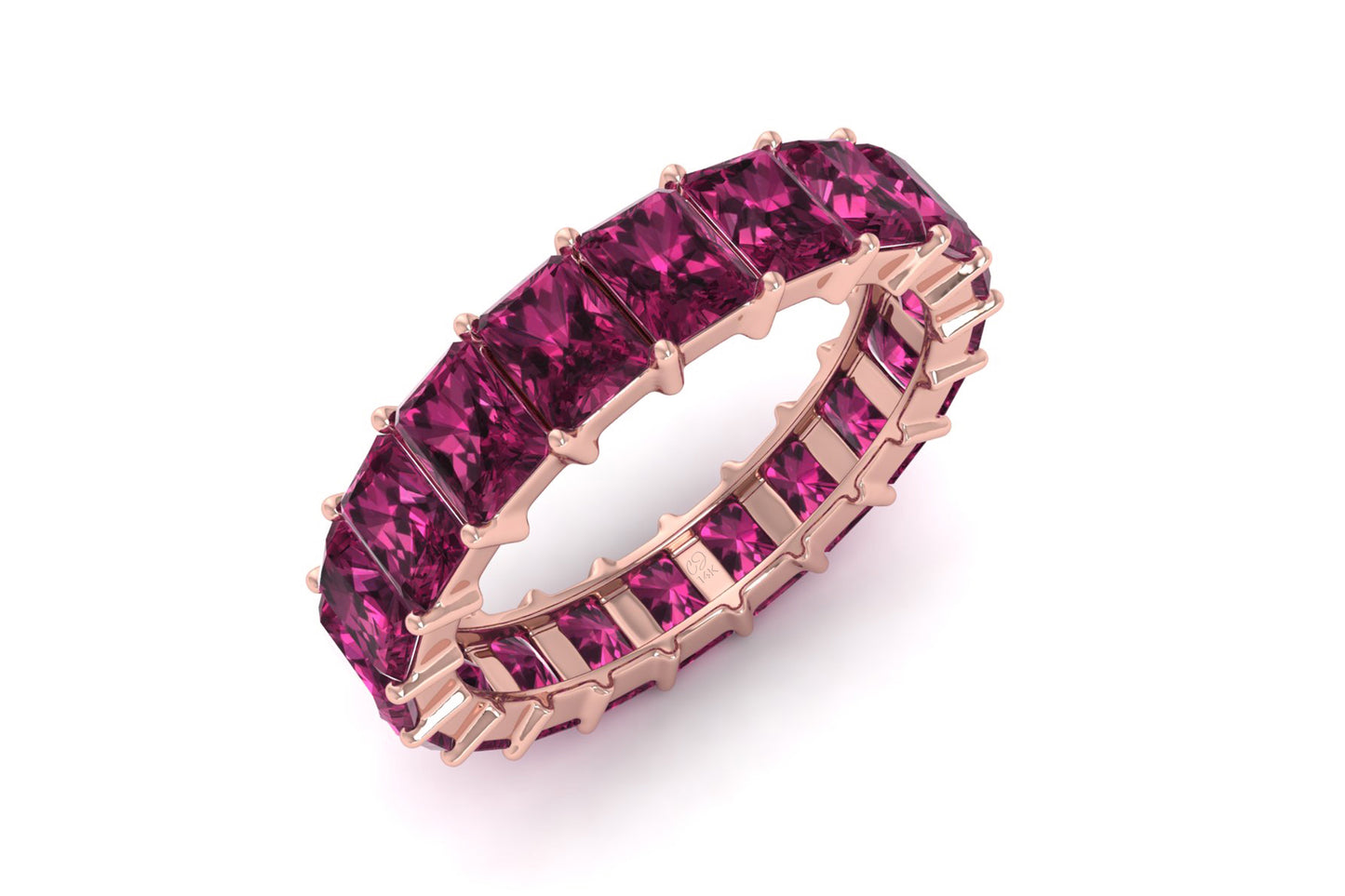 Genuine Rhodolite Garnet Stacking Band In 14k Solid Gold Full Eternity Rings For Women