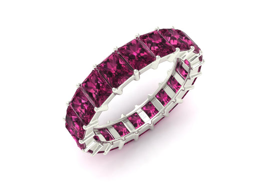 Genuine Rhodolite Garnet Stacking Band In 14k Solid Gold Full Eternity Rings For Women