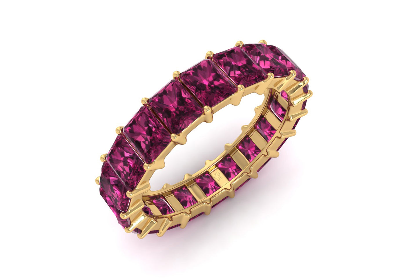 Genuine Rhodolite Garnet Stacking Band In 14k Solid Gold Full Eternity Rings For Women