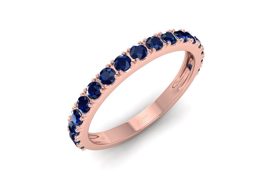 0.51Cts Natural Blue Sapphire Band Round Half Eternity Band