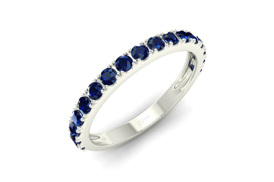 0.51Cts Natural Blue Sapphire Band Round Half Eternity Band