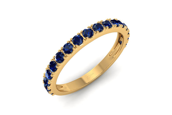 0.51Cts Natural Blue Sapphire Band Round Half Eternity Band