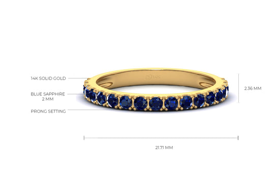 0.51Cts Natural Blue Sapphire Band Round Half Eternity Band