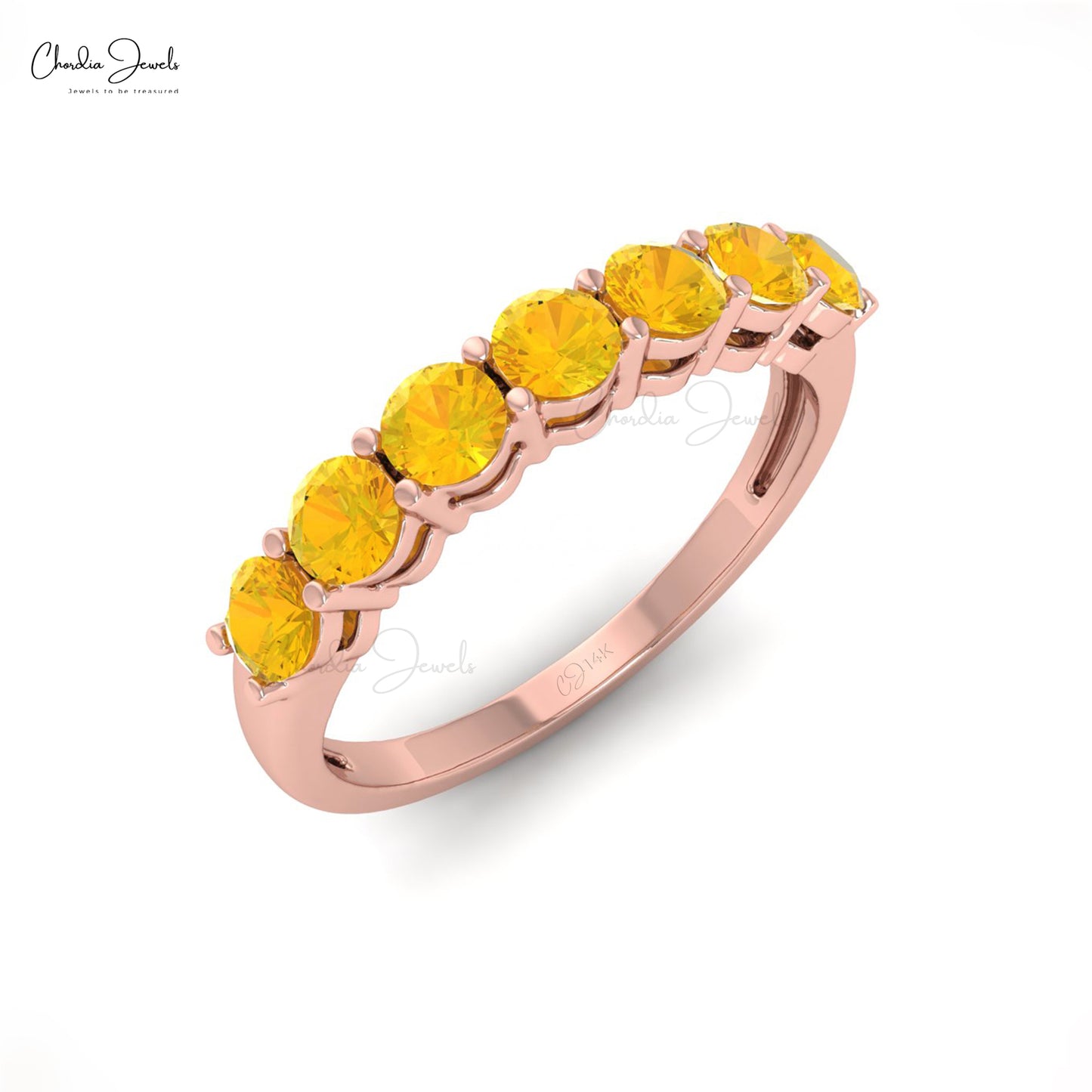 Seven-Stone Citrine Ring for Women – 14k Gold Jewelry
