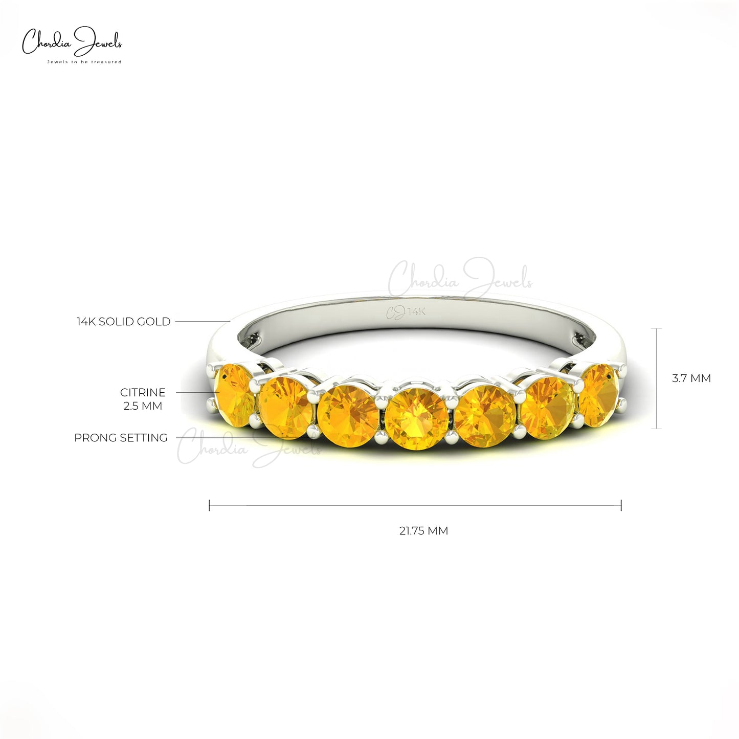 Elegant Citrine Gemstone Stackable Ring in Solid Gold