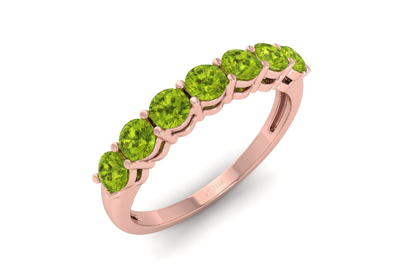 Classic August Birthstone Peridot Round Cut Ring in 14K Gold