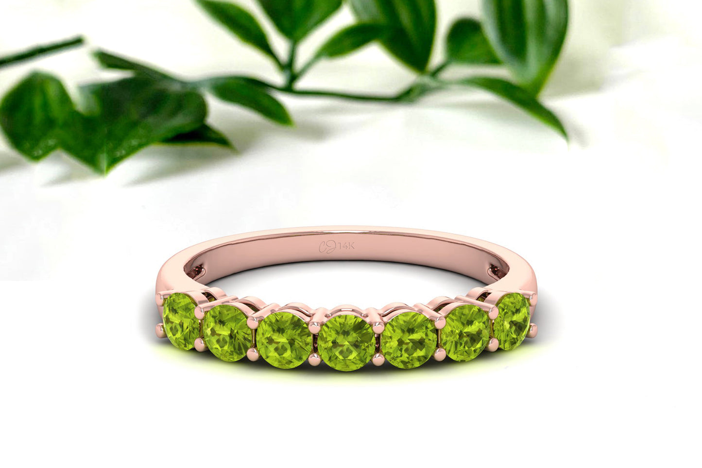 Classic August Birthstone Peridot Round Cut Ring in 14K Gold