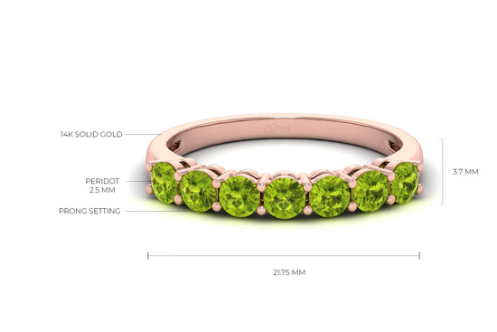 Classic August Birthstone Peridot Round Cut Ring in 14K Gold