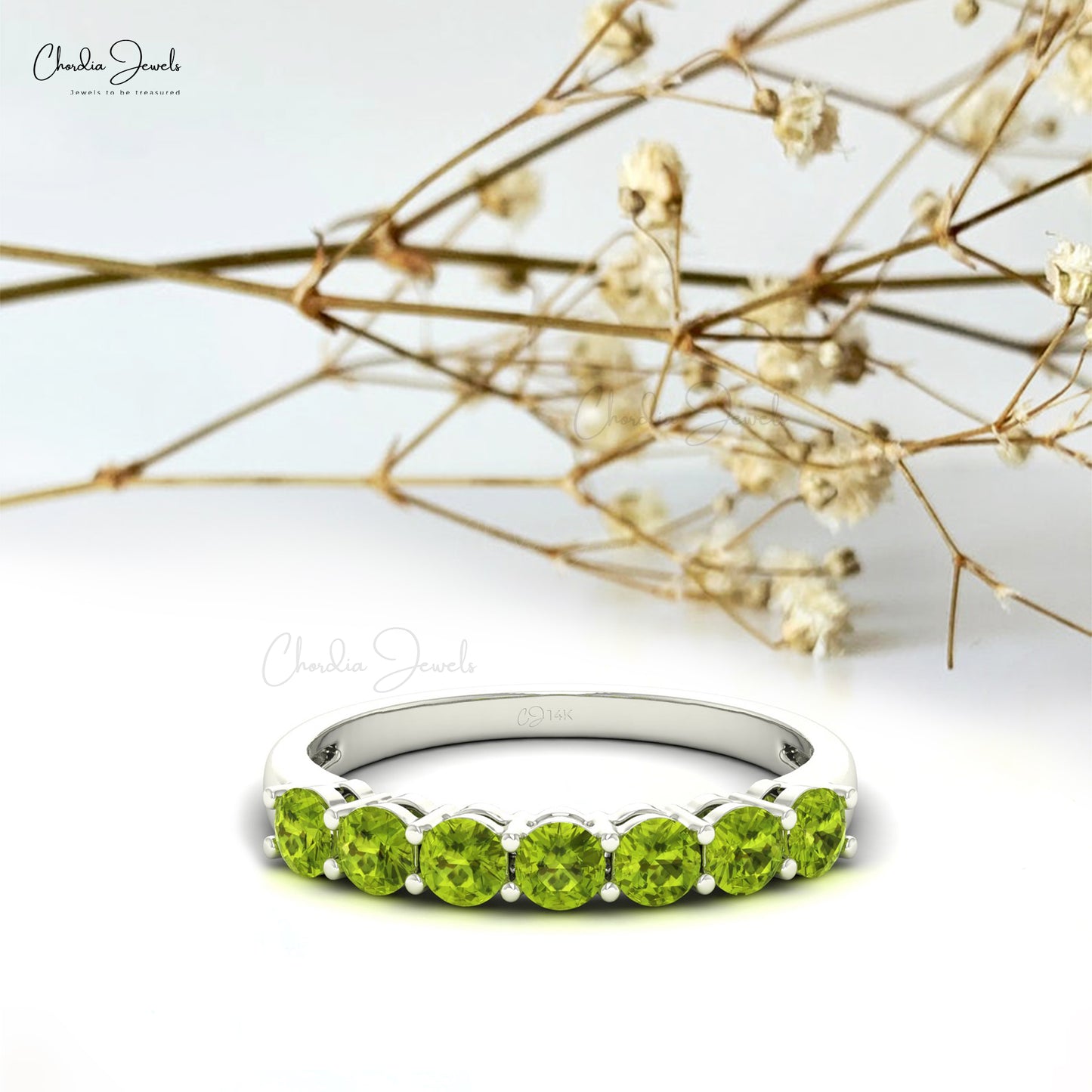 Stackable August Birthstone Ring in Solid Gold
