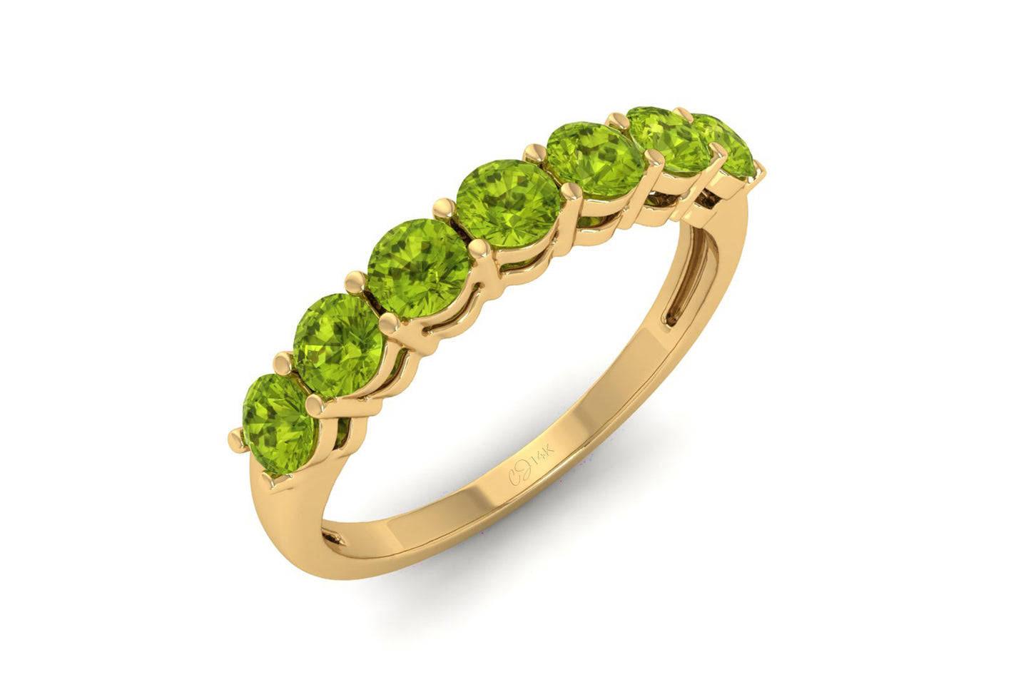 Classic August Birthstone Peridot Round Cut Ring in 14K Gold