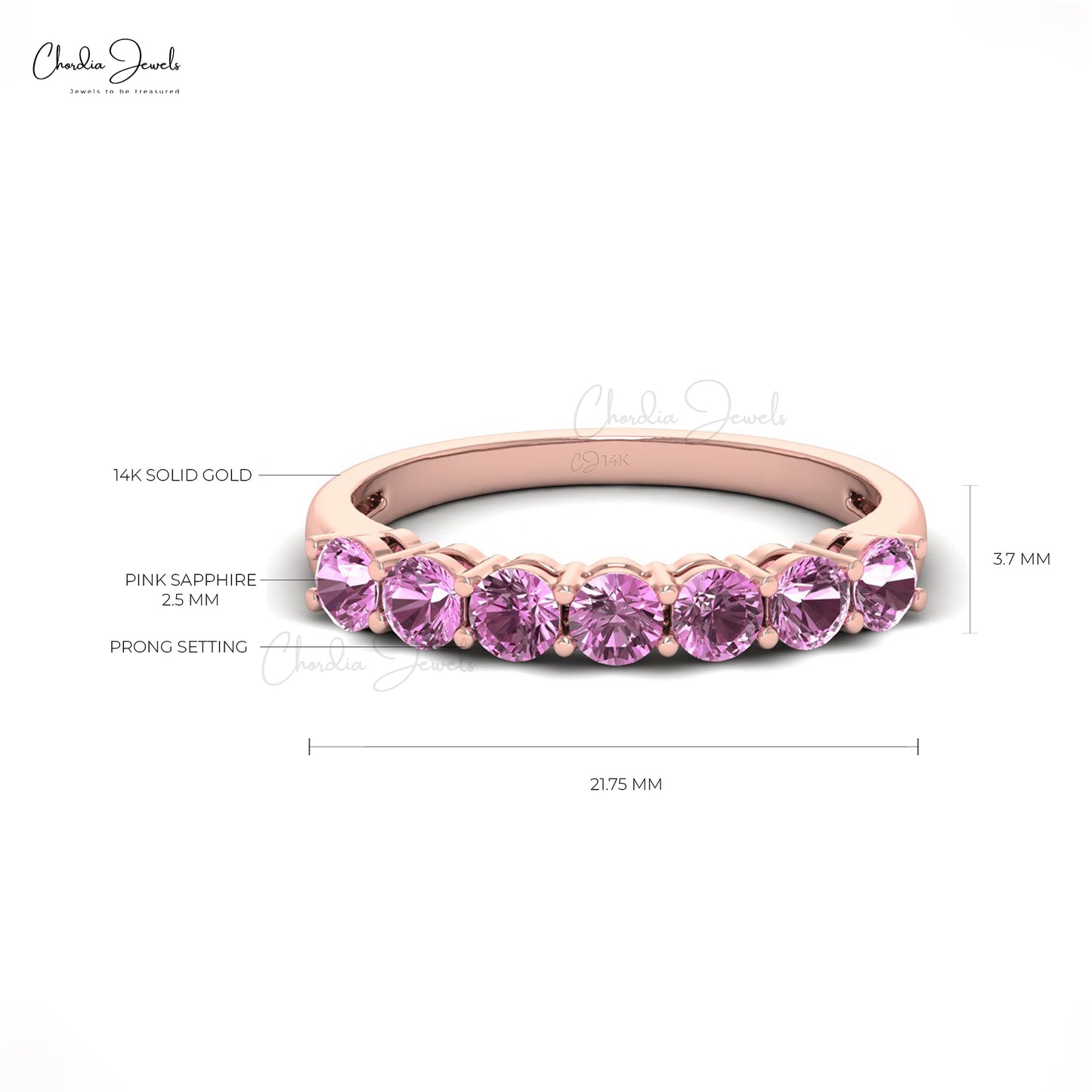 Top-Quality Pink Sapphire Gemstone Ring in Solid Gold