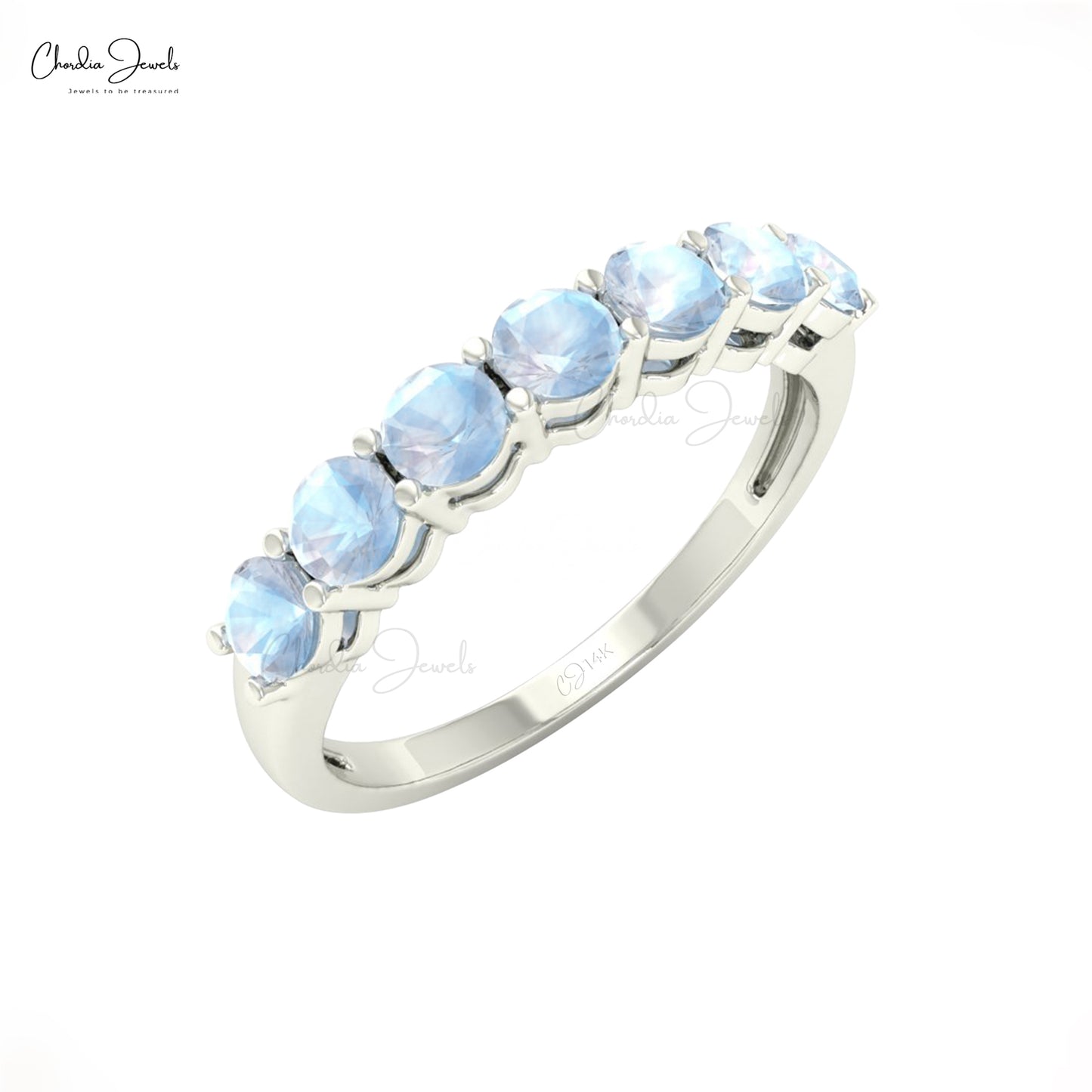 Elegant 14k Gold Rainbow Moonstone Stackable Ring