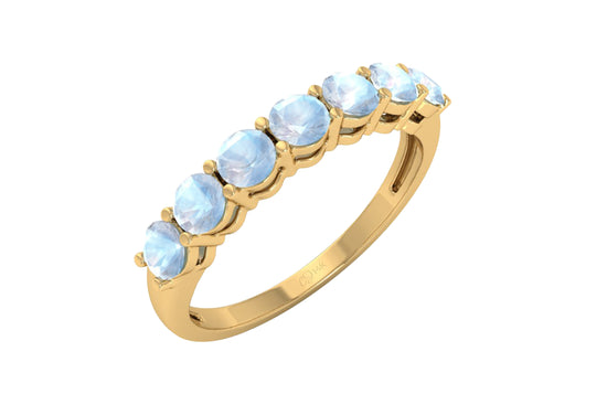 Real 14k Gold 7 Stone Band In 0.56 Ct Fire Opal October Birthstone Wedding Ring