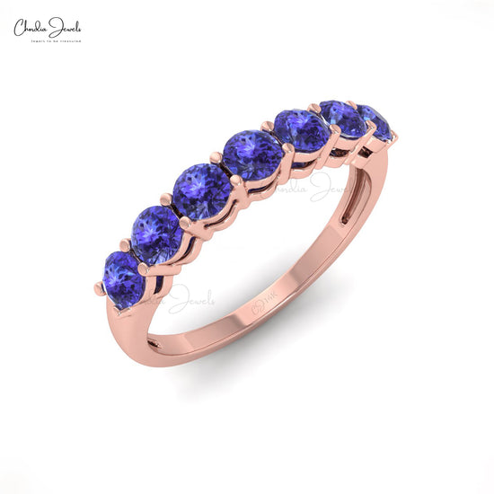Classic Tanzanite Stackable Band in Solid Gold