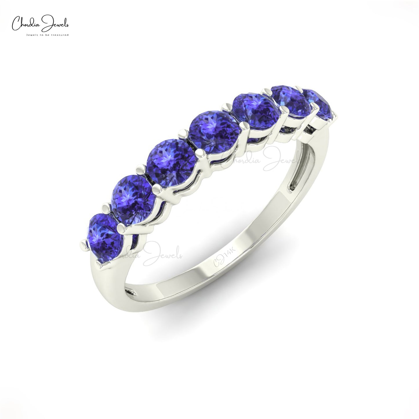 Chordia Jewels 14k Gold 7-Stone Tanzanite Stacking Ring