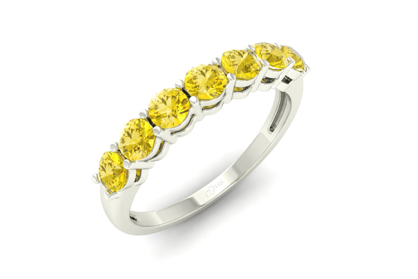 Natural Yellow Sapphire 7 Stone Ring With 0.70 Ct Gemstone 14k Real Gold Wedding Jewelry