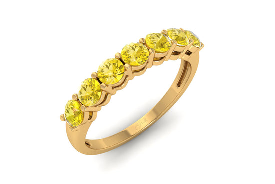 Natural Yellow Sapphire 7 Stone Ring With 0.70 Ct Gemstone 14k Real Gold Wedding Jewelry