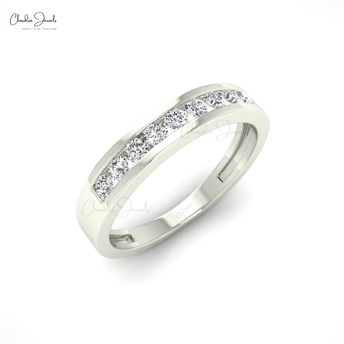 Half Eternity 14k Gold White Diamond Ring for Women