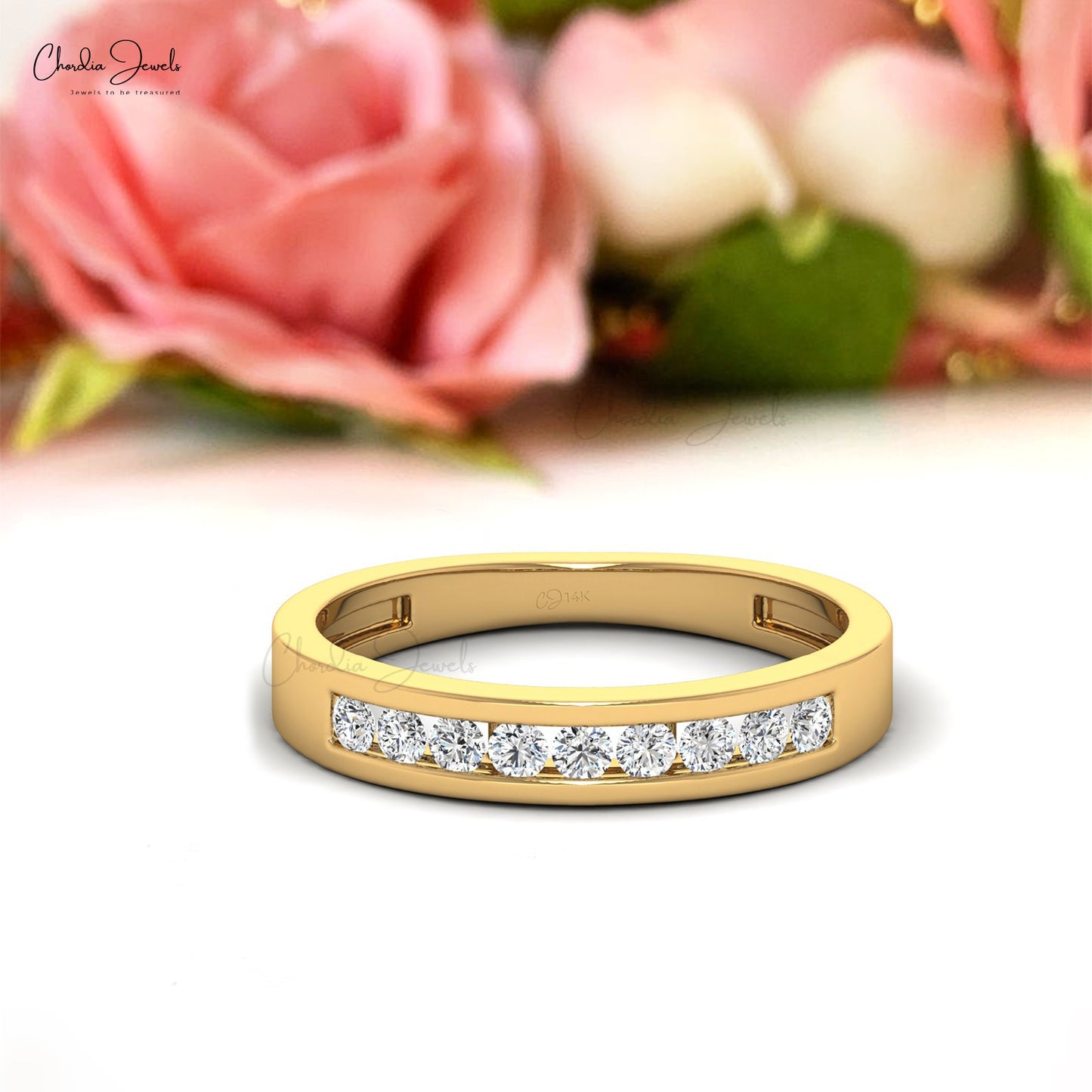 Fine Jewelry Channel Set Diamond Ring in Solid Gold