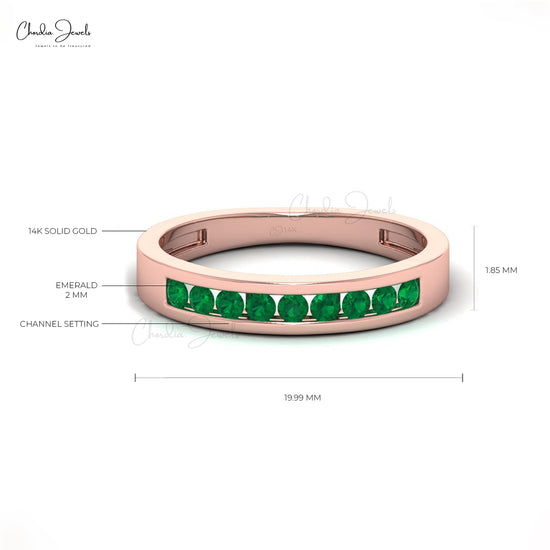 Elegant Emerald Half Eternity Band in Solid Gold
