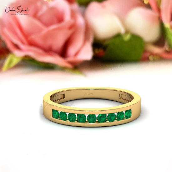 Classic 14k Gold Emerald Eternity Band for Birthdays