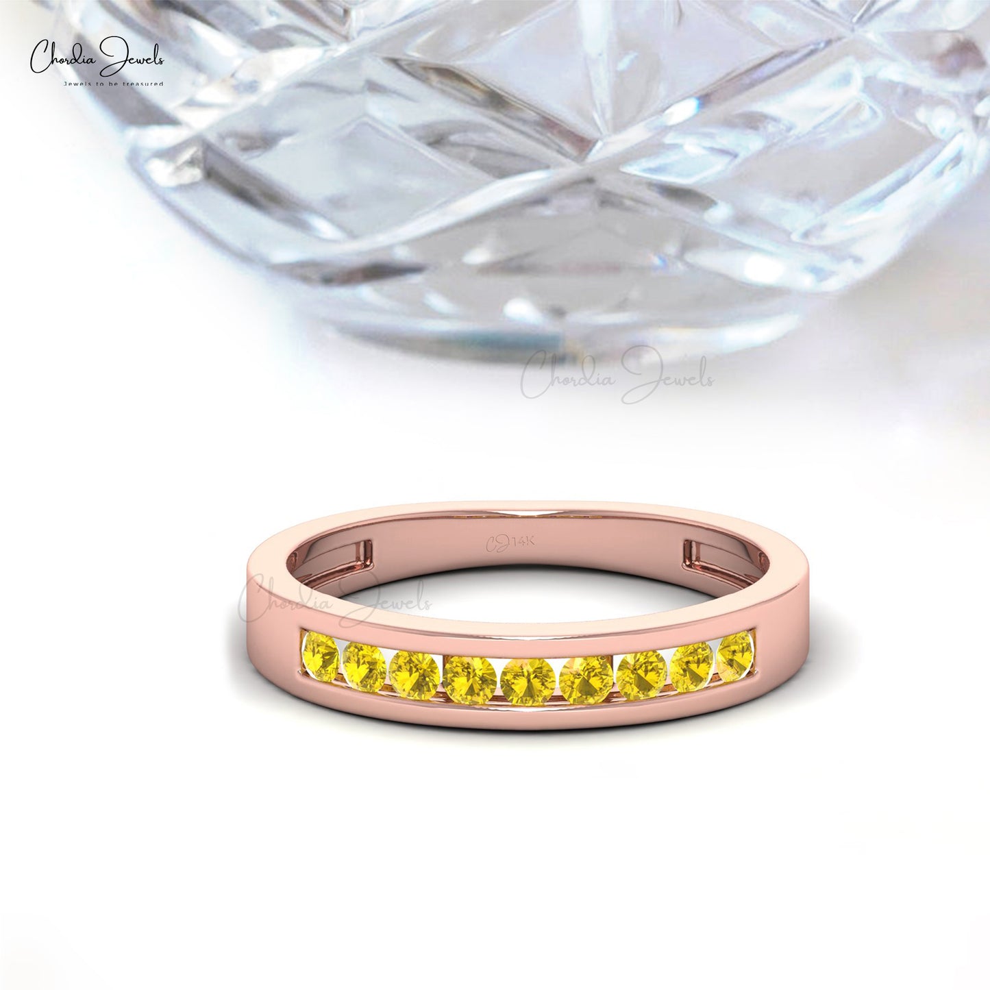 Timeless Round Yellow Sapphire Band Ring in Gold