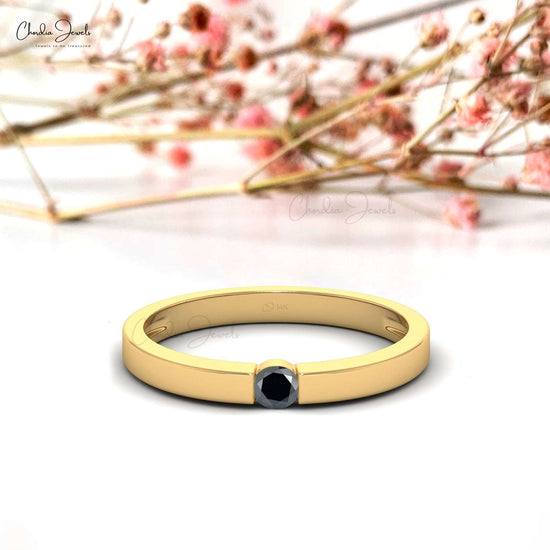 Load image into Gallery viewer, 1.05 Carats Natural Black Diamond Dainty Ring For Women
