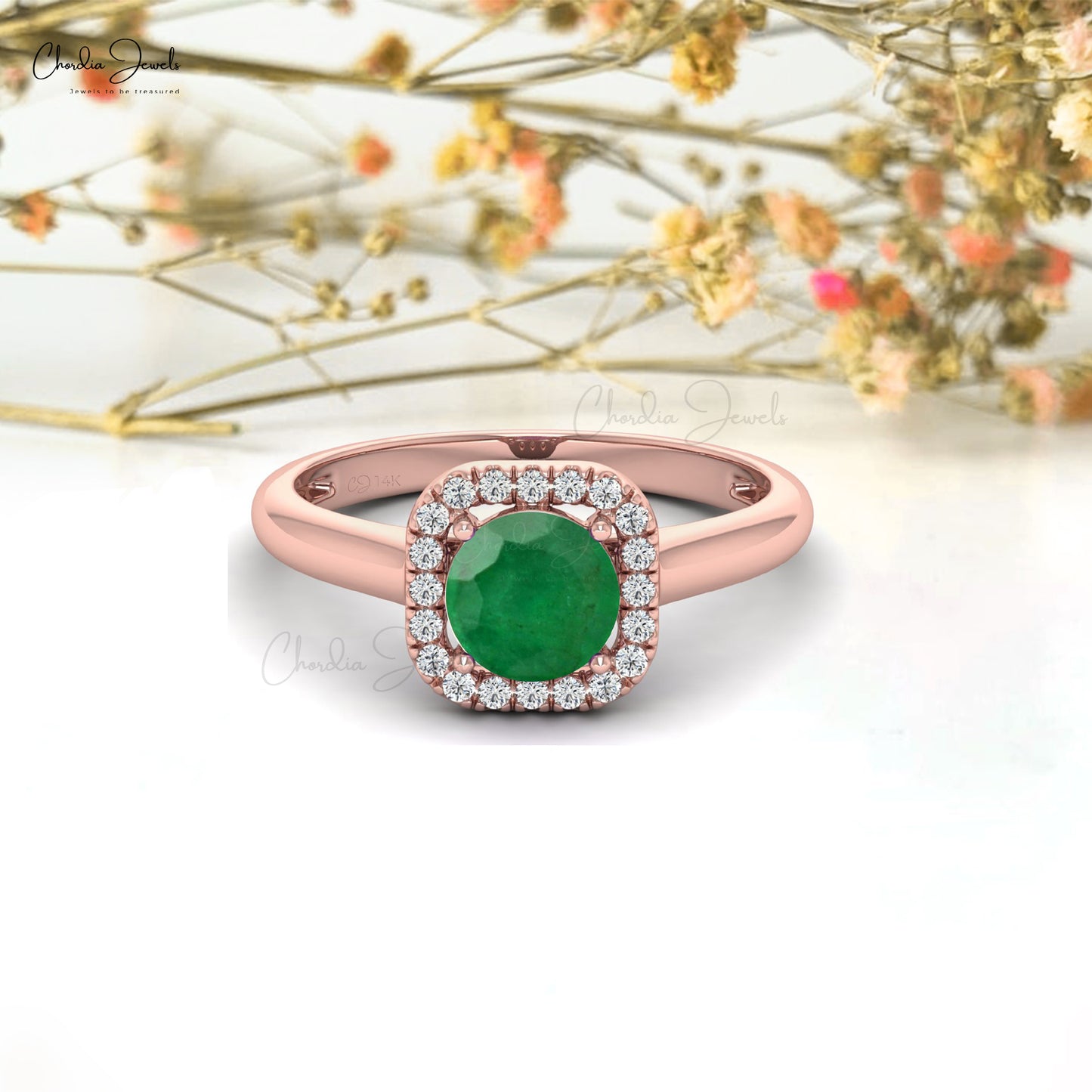 Load image into Gallery viewer, round emerald dainty ring

