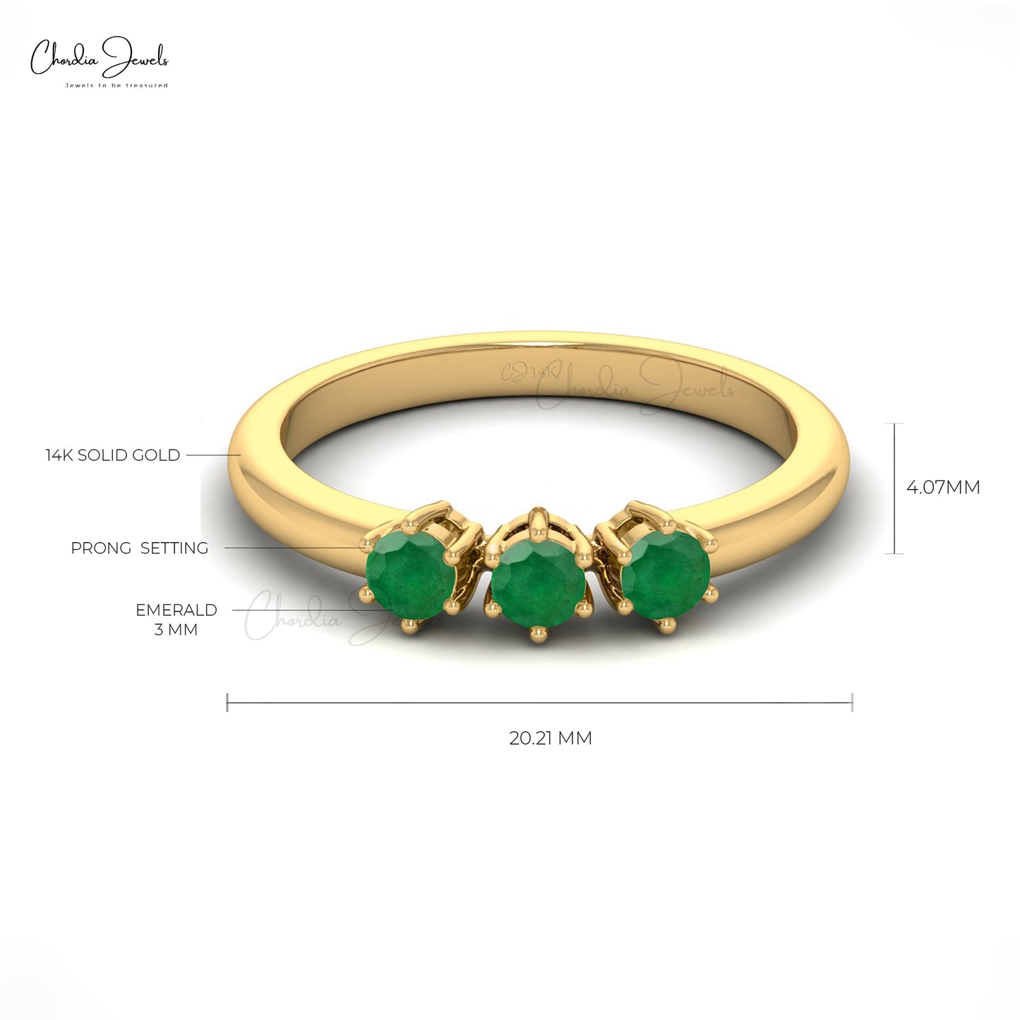 Emerald Three Stone Ring