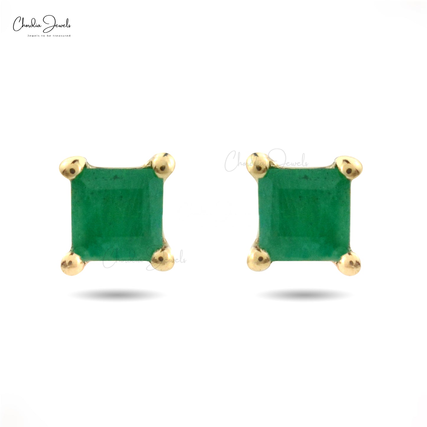 Square Emerald Studs