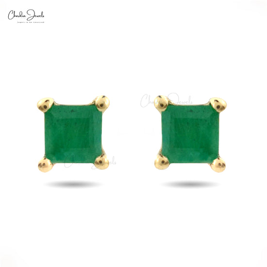Square Emerald Studs