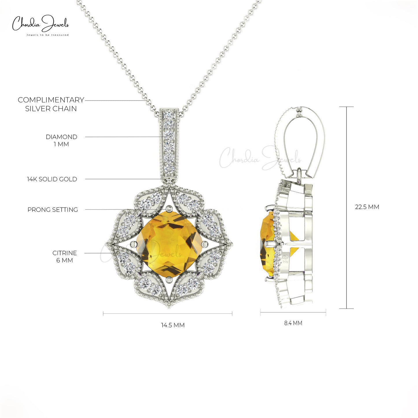 Citrine & Diamond Pendant
