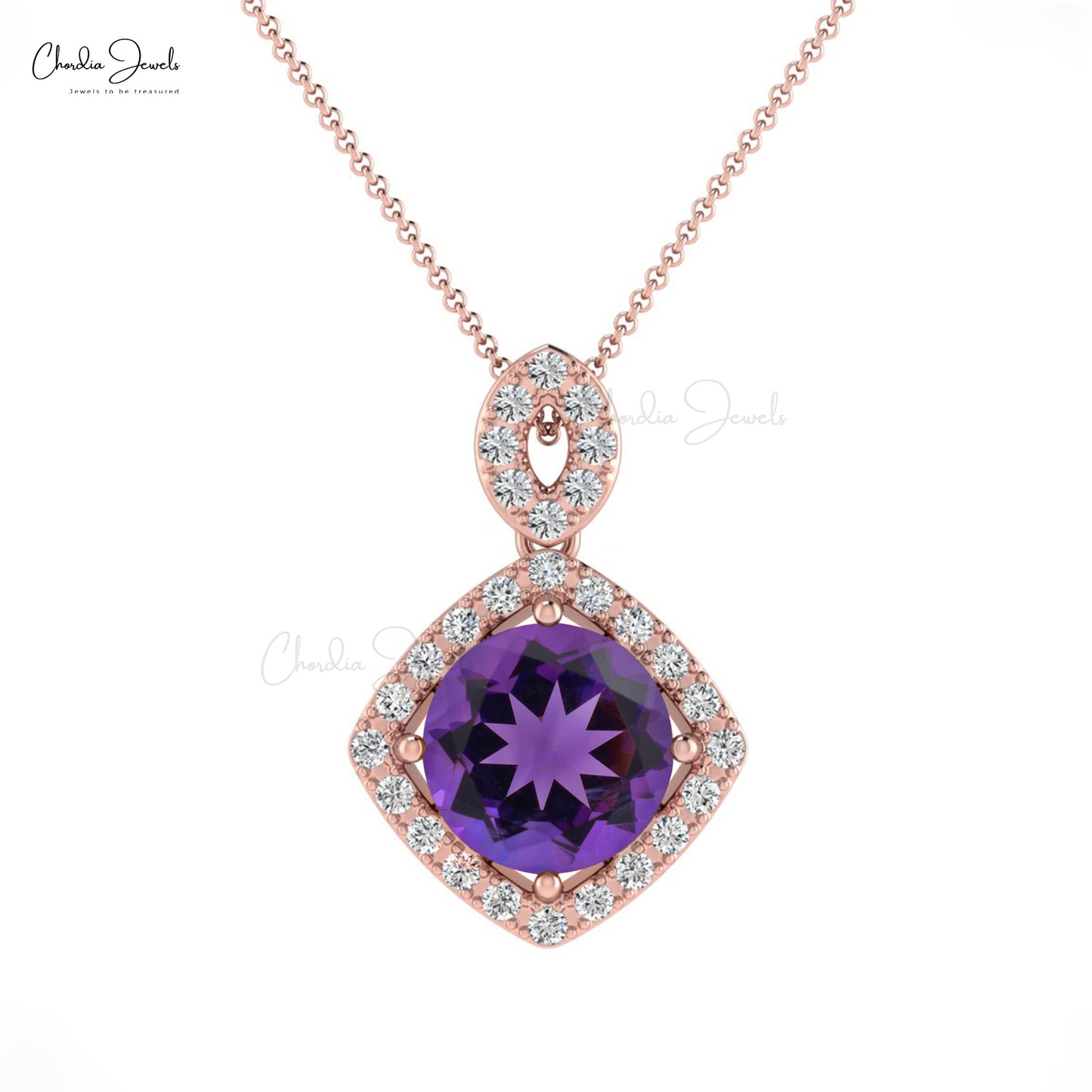 Amethyst Diamond Pendant