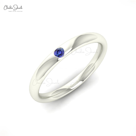 Classic Solitaire Ring With 0.06ct Tanzanite Gemstone 14k Real Gold Single Stone Simple Ring