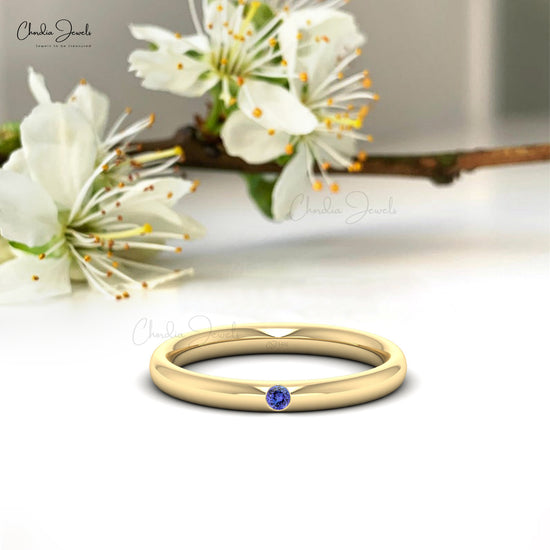 Classic Solitaire Ring With 0.06ct Tanzanite Gemstone 14k Real Gold Single Stone Simple Ring