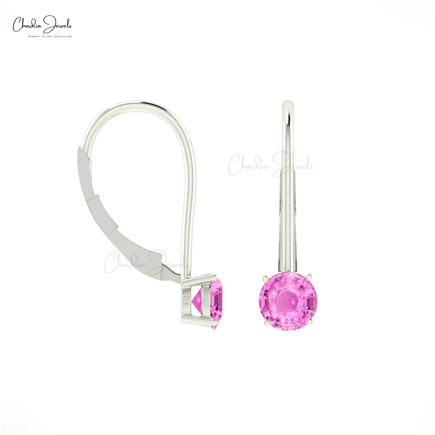 Solid 14k Gold Natural Gemstone Dangling Earrings For Gift 0.94 Ct September Birthstone Pink Sapphire Earrings With Latch Back Fine Jewelry