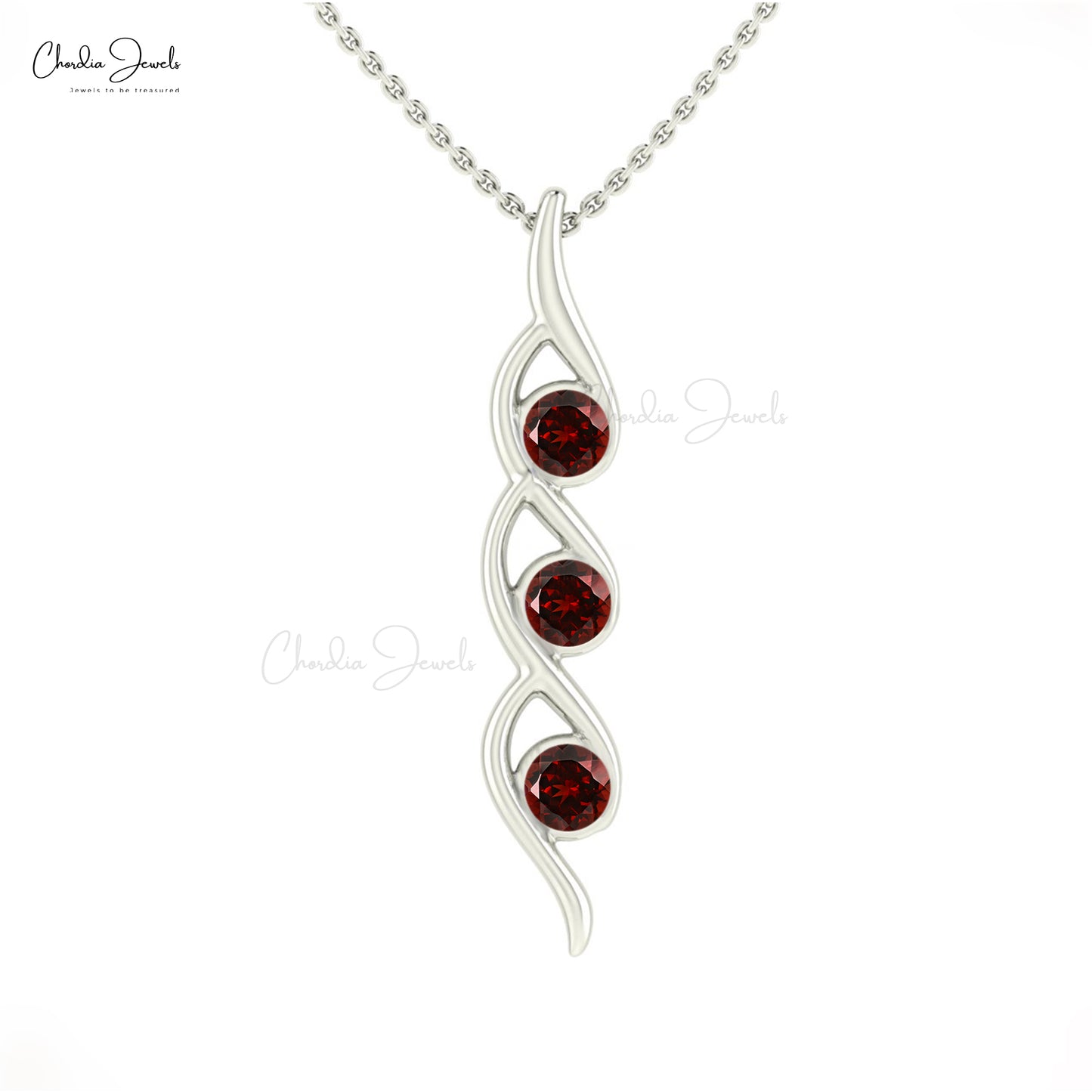 Elegant Garnet Trio Pendant 0.66Ct Round Cut Gemstone Solid 14k Gold Hallmark Jewelry