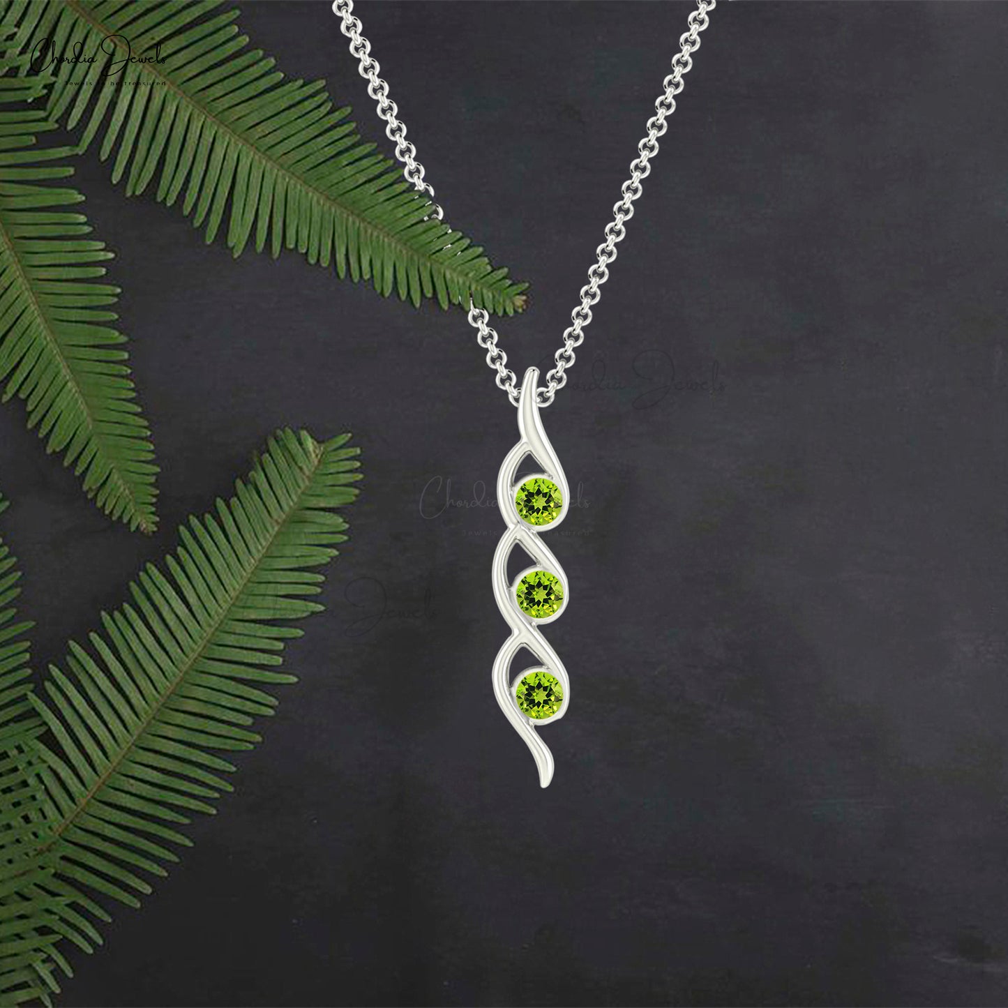 Solid 14k Gold 3 Stone Twisted Pendant With 0.66 Ct Peridot Gemstone Pendants For Mom