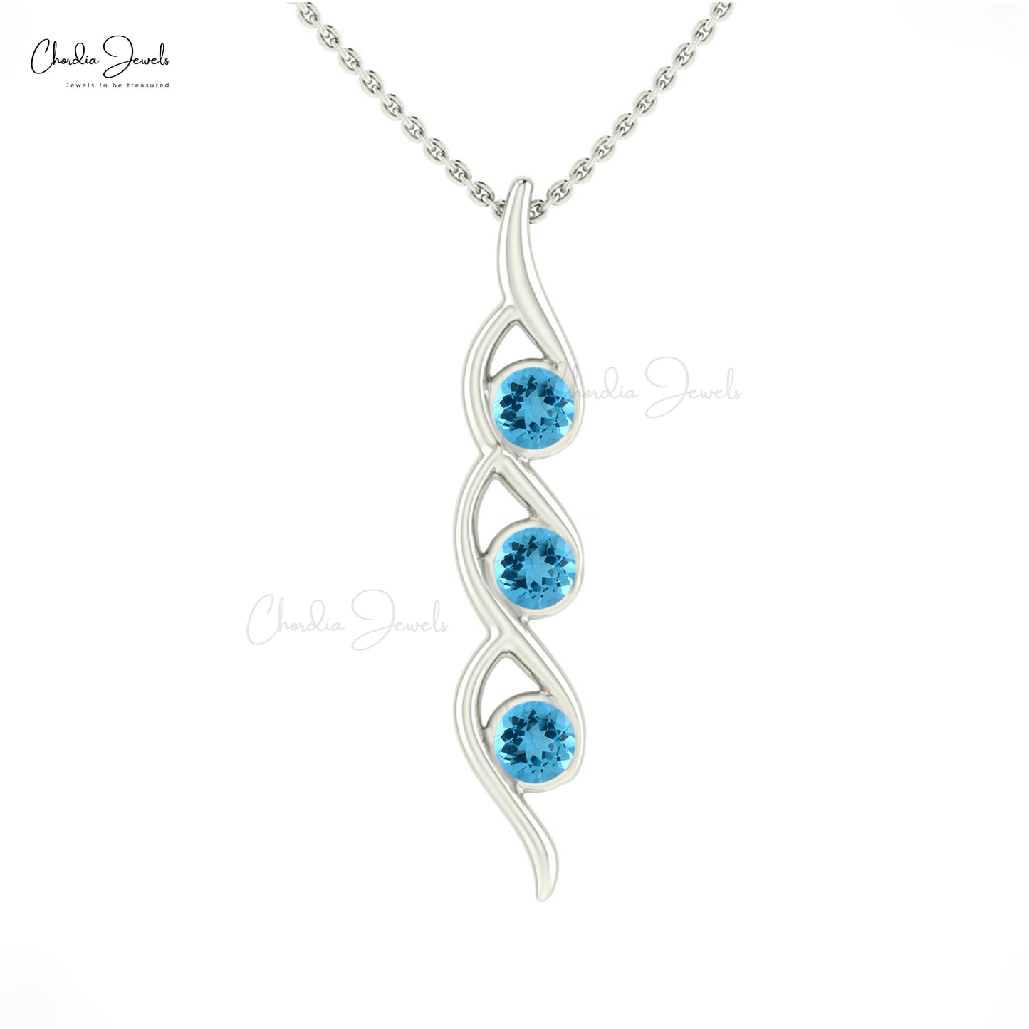 Three Stone Pendant For Women
