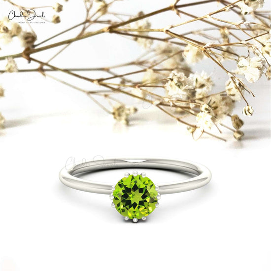 14k Solid Gold Natural 0.74 Carat Peridot Gemstone Ring