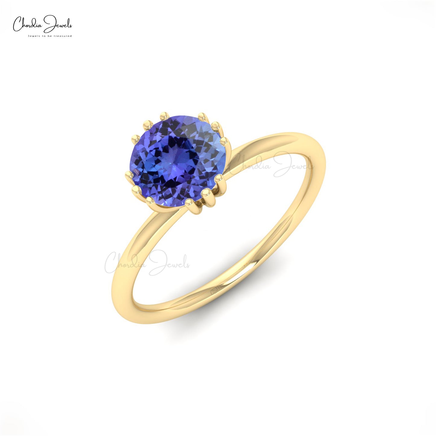 Single Stone Ring In Solid 14k Gold Genuine 0.81ct Tanzanite Gemstone Modern Ring For Gift