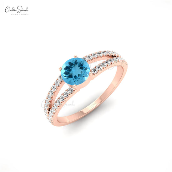 Swiss Blue Topaz & Diamond Ring