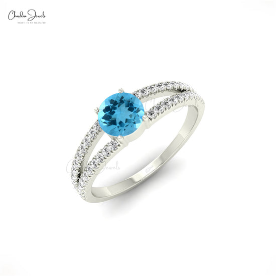 Swiss Blue Topaz & Diamond Ring