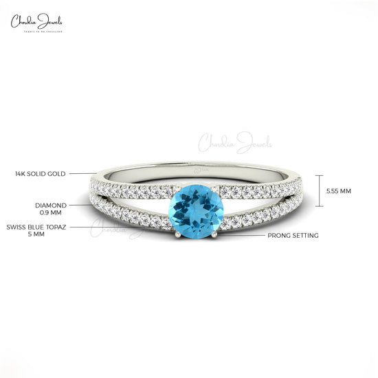 Swiss Blue Topaz & Diamond Ring