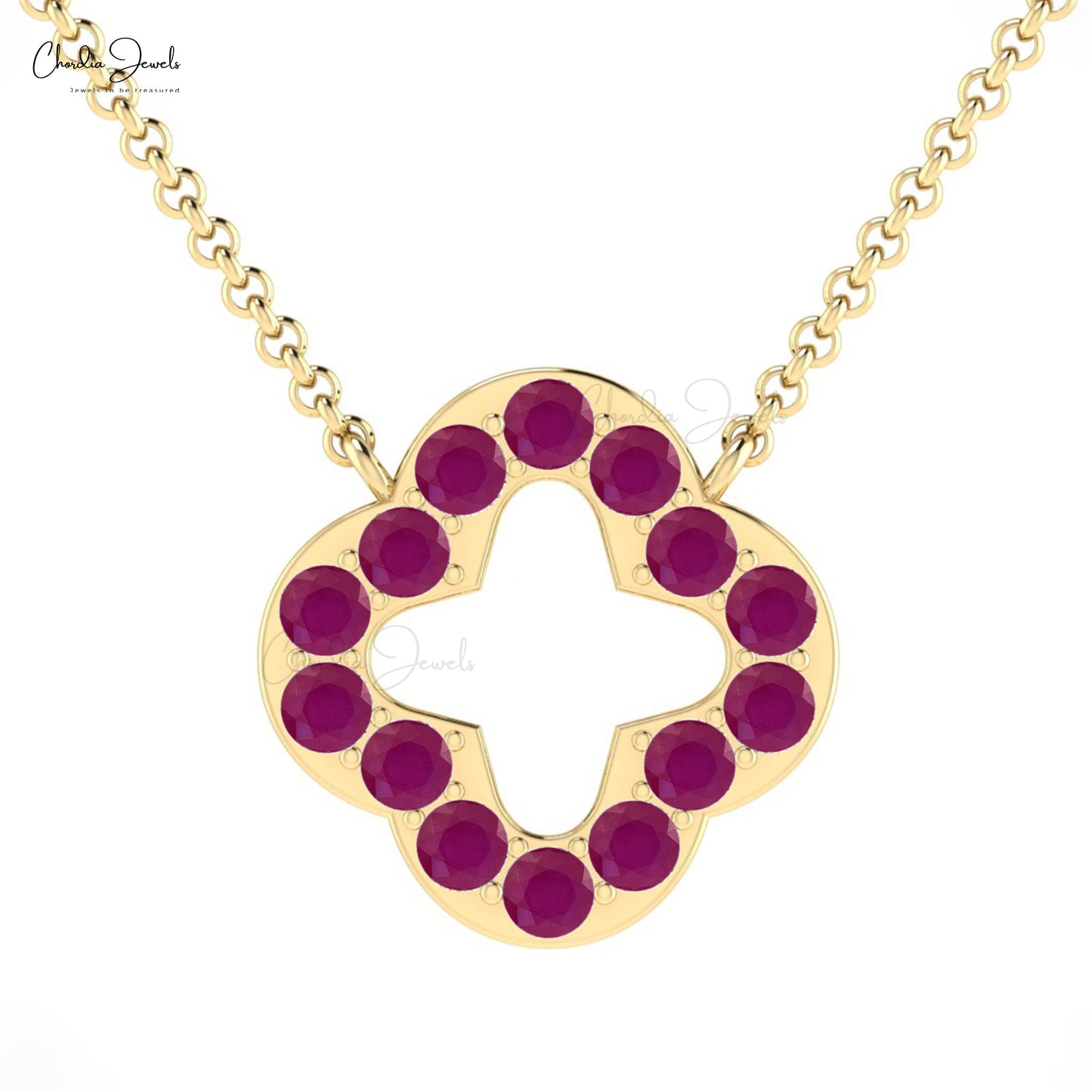 Solid 14k Gold Gemstone Necklace