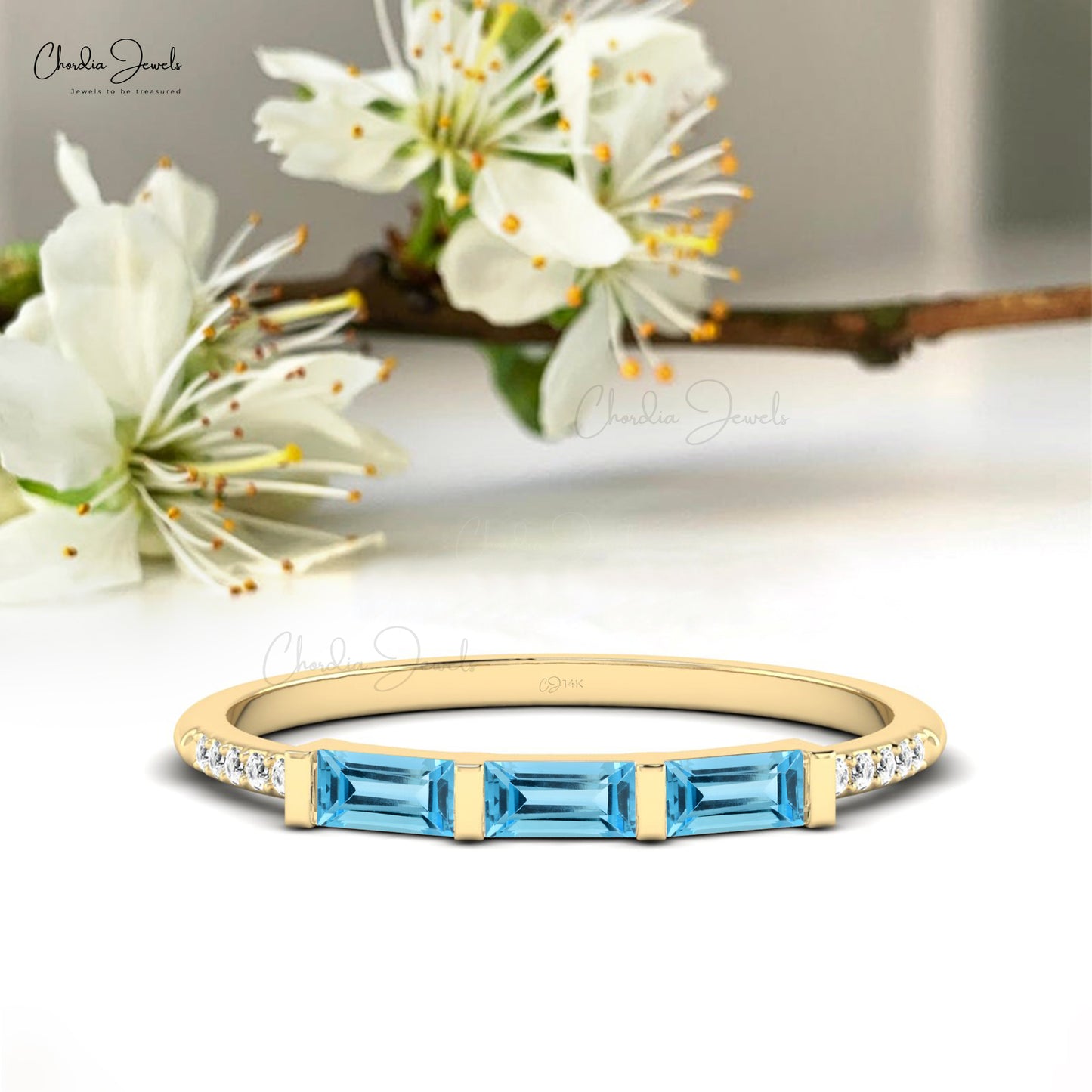 Buy Blue Topaz & Diamond Ring