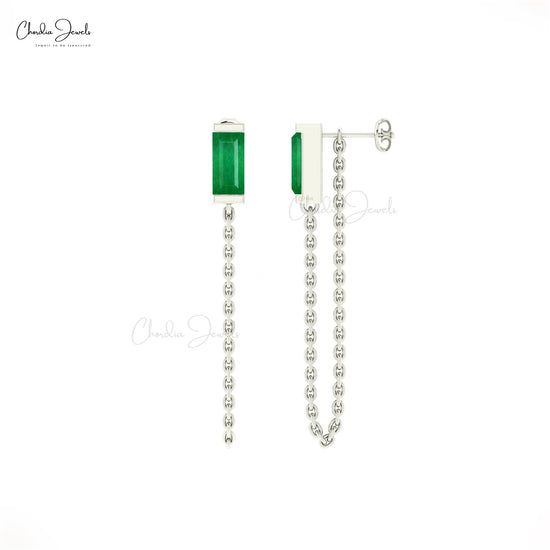 Transform your look with these emerald chain earrings.