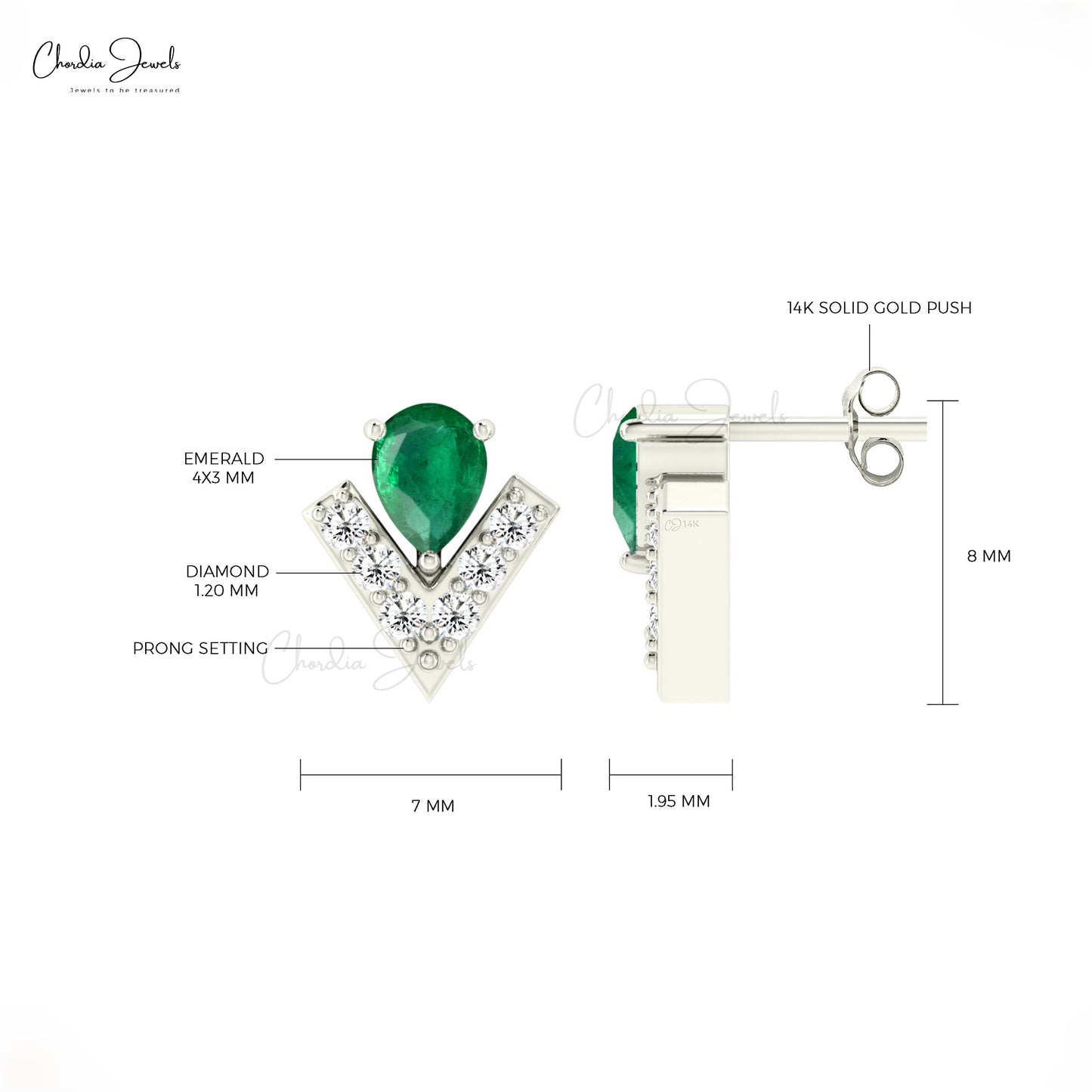 Emerald Chevron Earrings